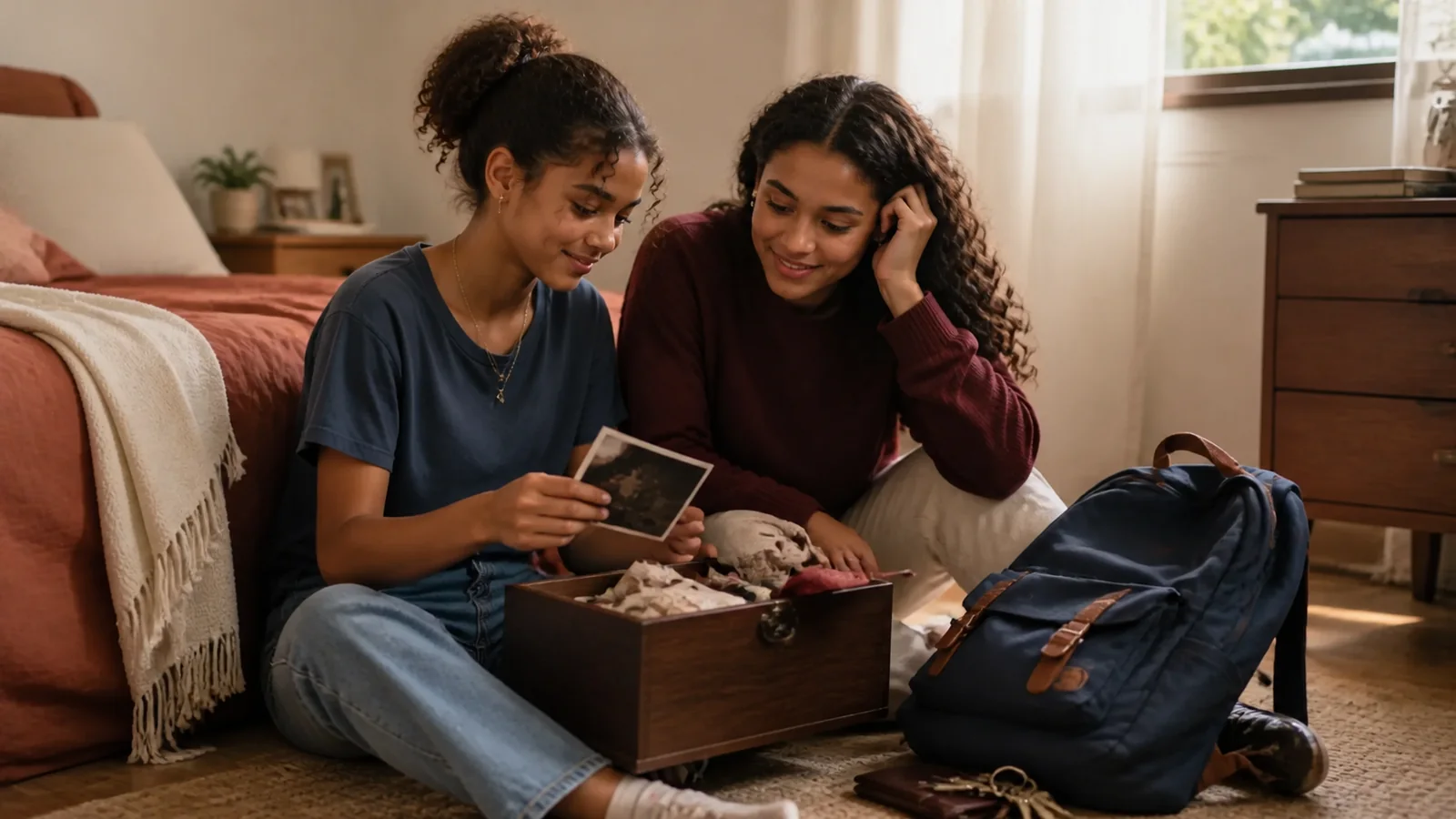 Jovem de 18 anos observa lembranças de diferentes fases da vida